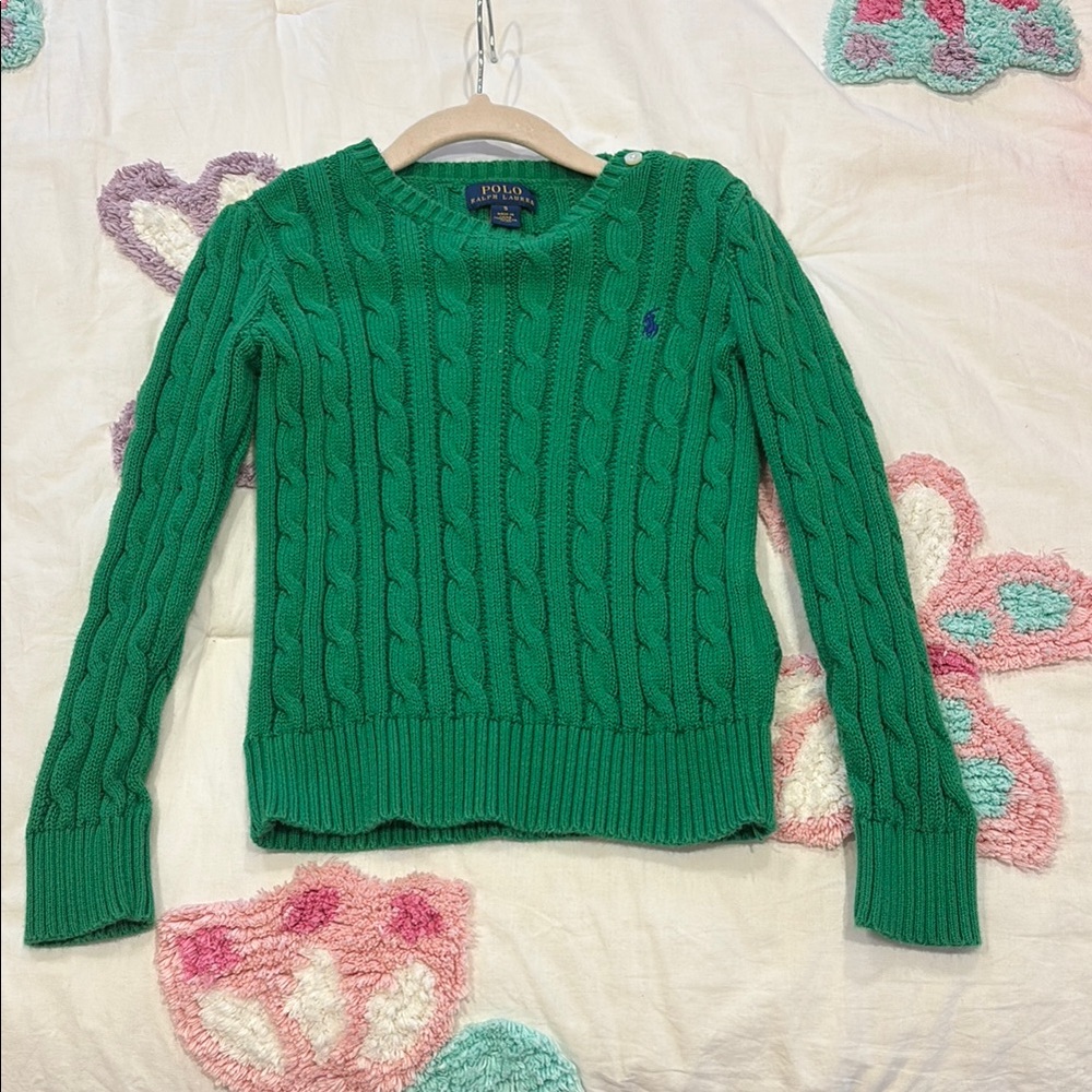 Ralph Lauren Emerald Green Cable Knit Sweater